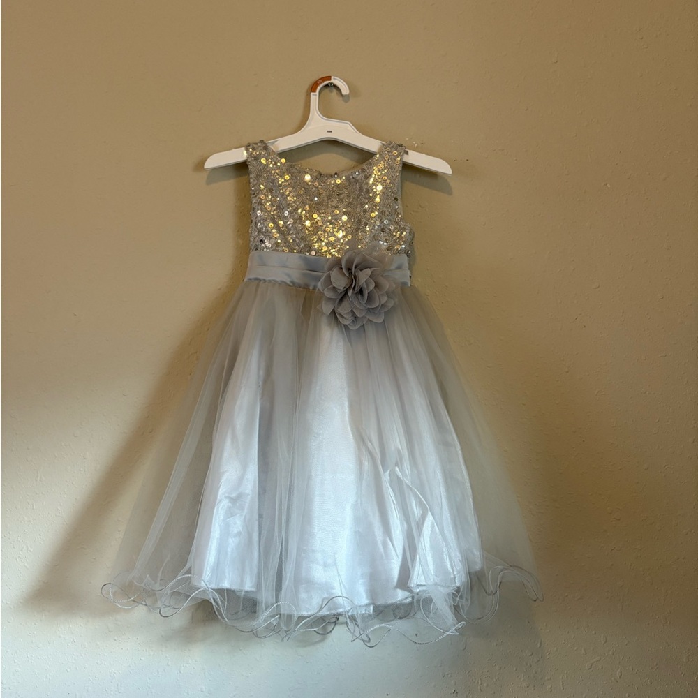 Silver Sequin Kids Dress